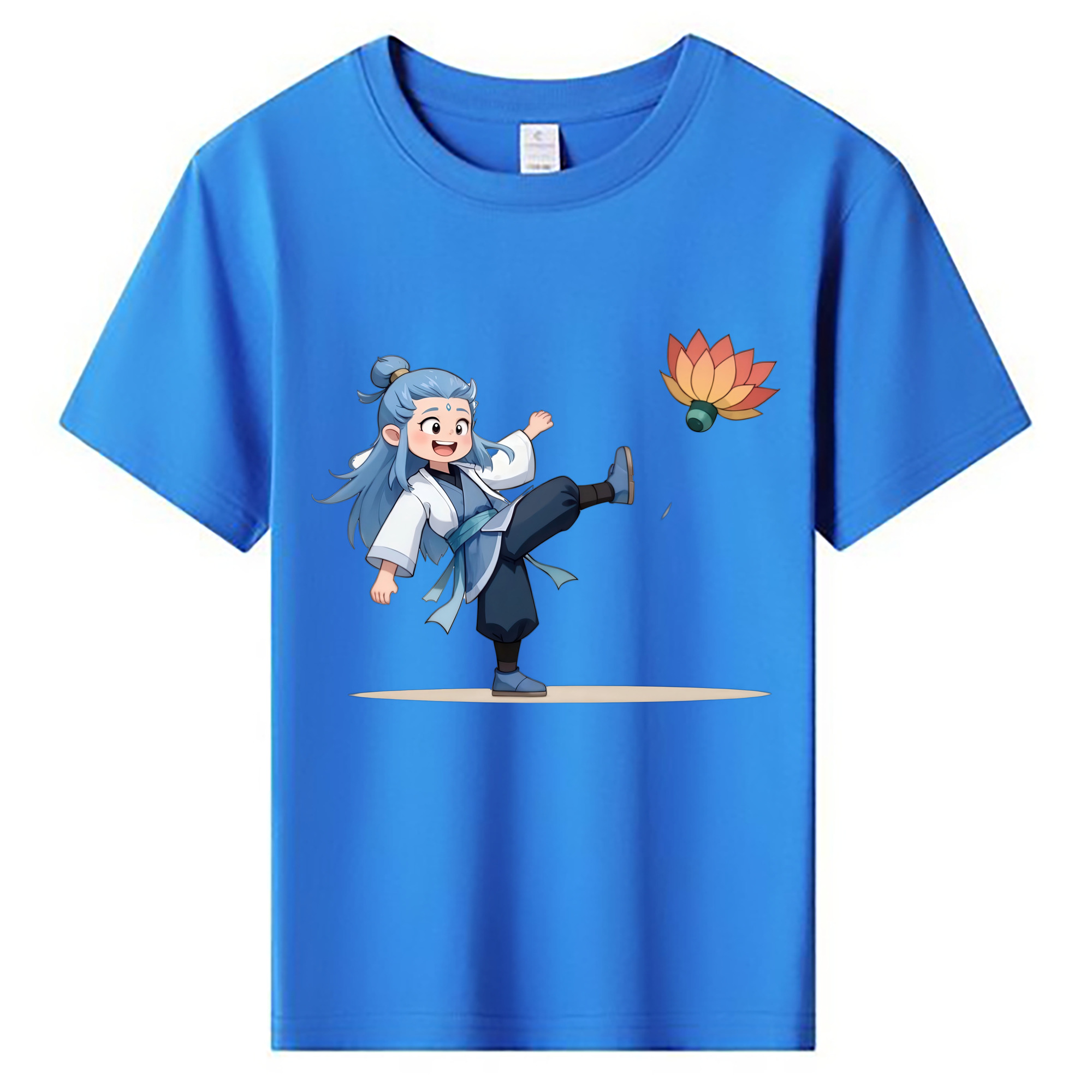 （画像用） Ne Zha 2 ナタ 魔童の大暴れ 綿100％キッズTシャツ（フロントプリント）